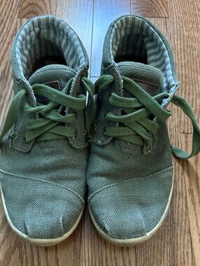 TOMS Canvas Lace-Up Booties — Olive Green